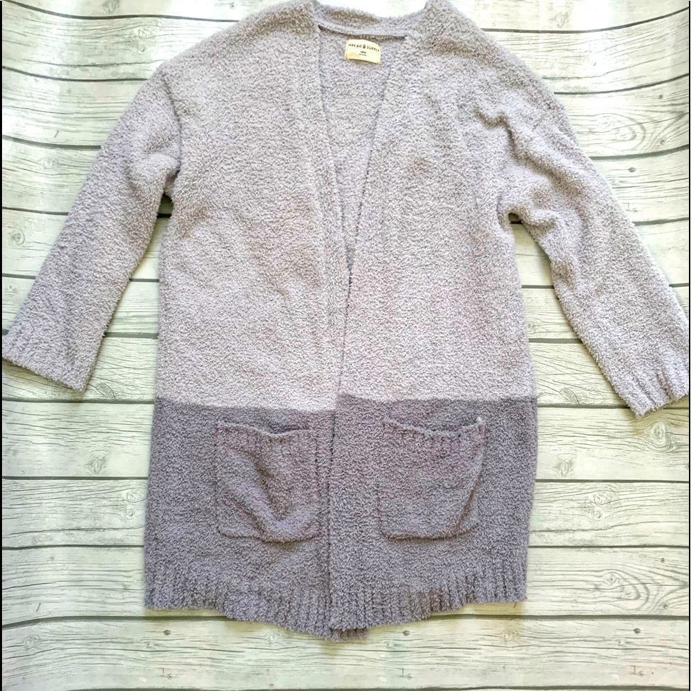 Thread and Supply gray color block cardigan-one size